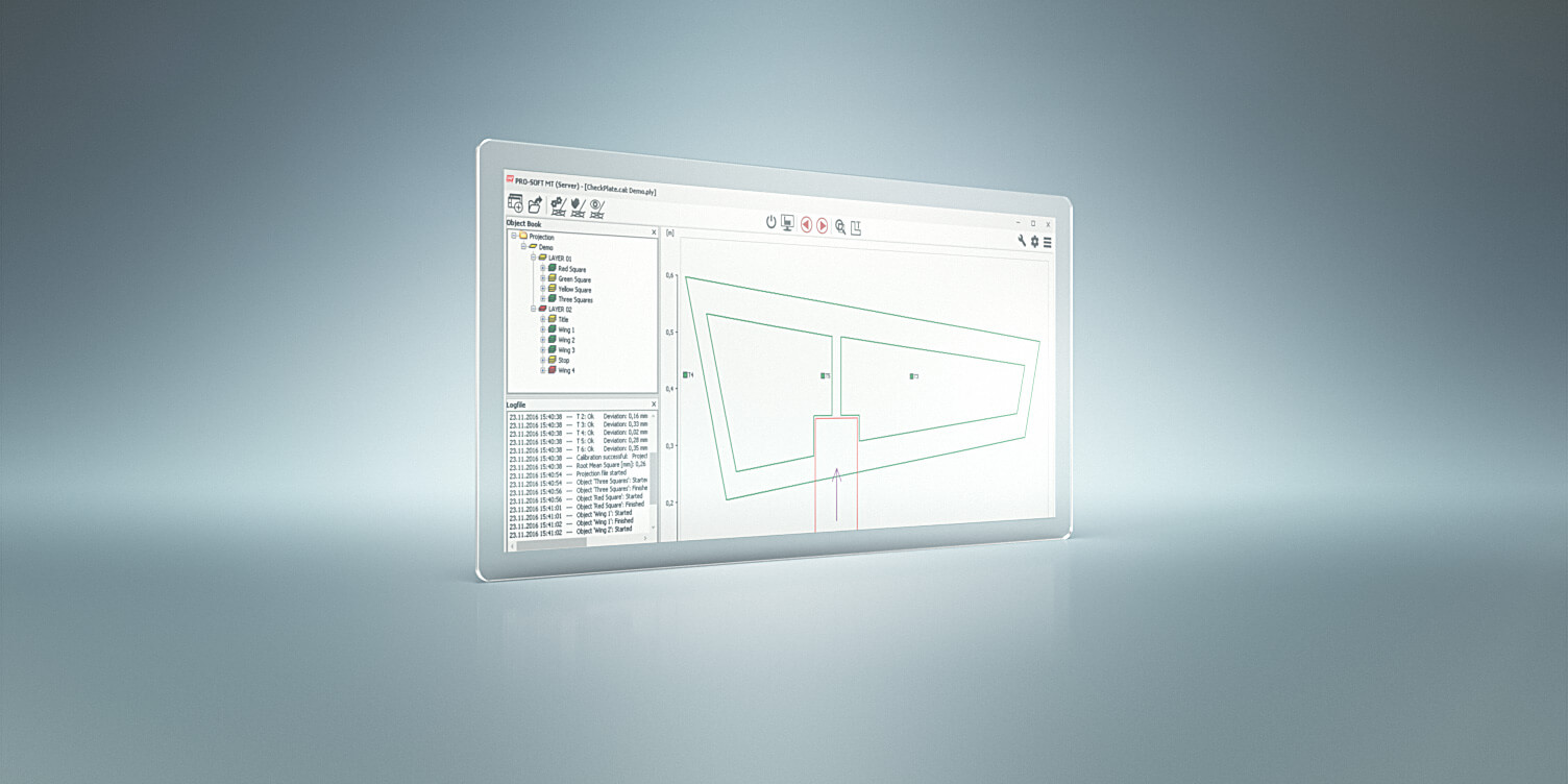 Captura de pantalla del software de proyección LAP PRO-SOFT